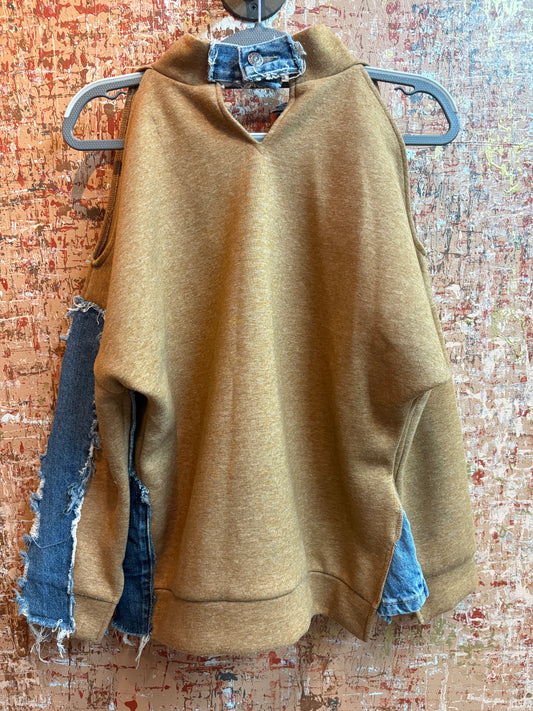 Distressed Denim Sweater