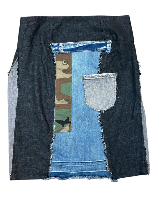 Denim Patchwork Skirt
