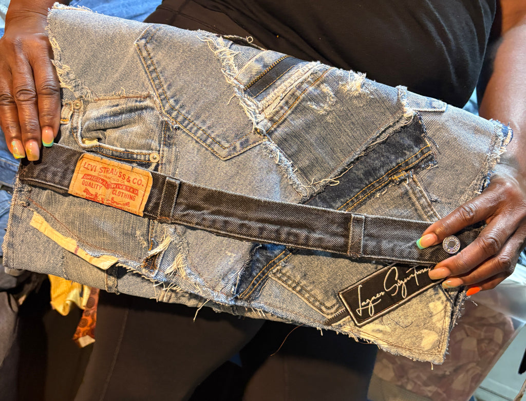 The Oversized Denim Patchwork Clutch