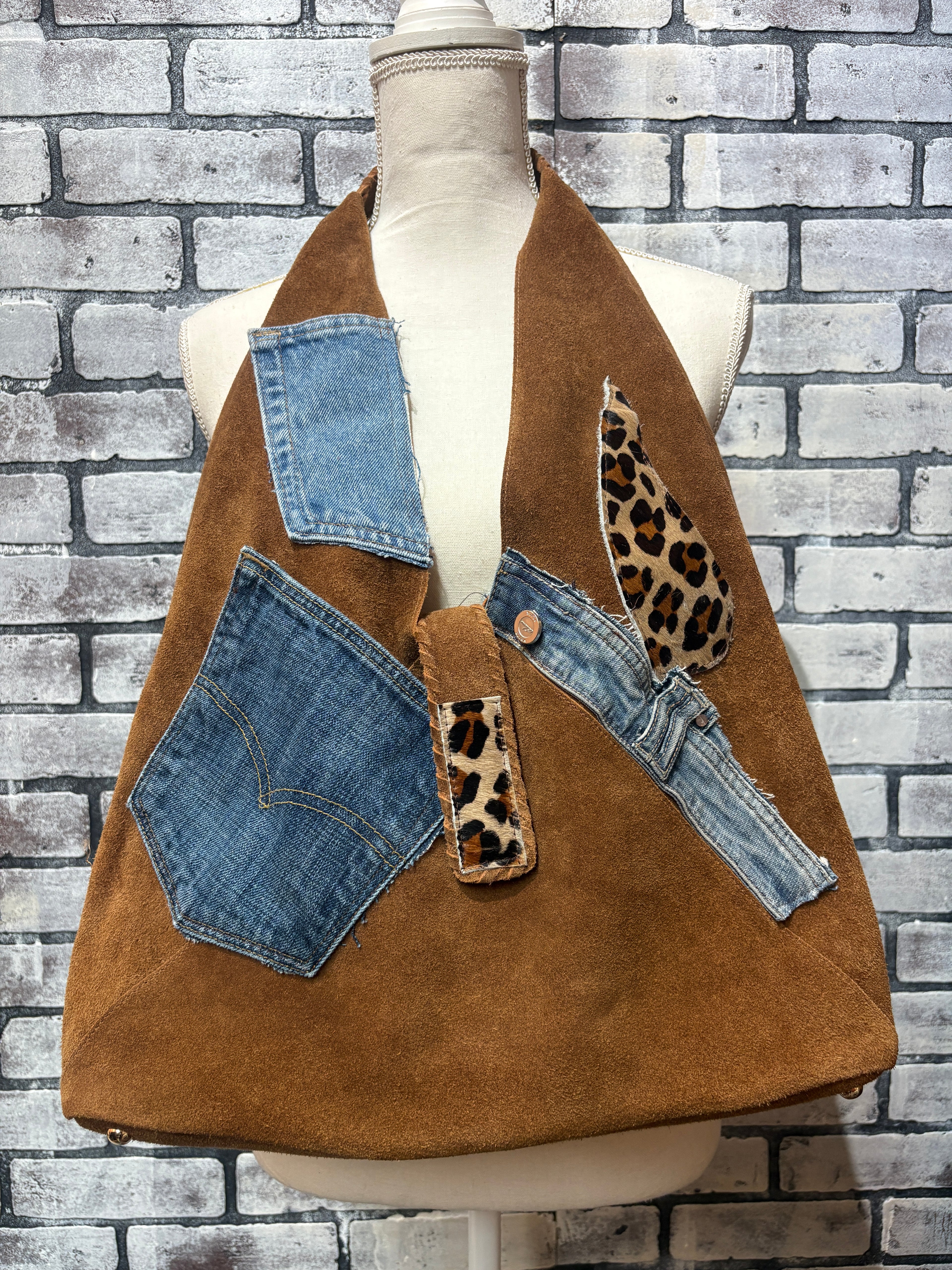 Denim Patchwork Tote Bag