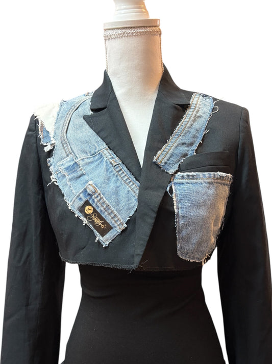 Patchwork Cropped Blazer