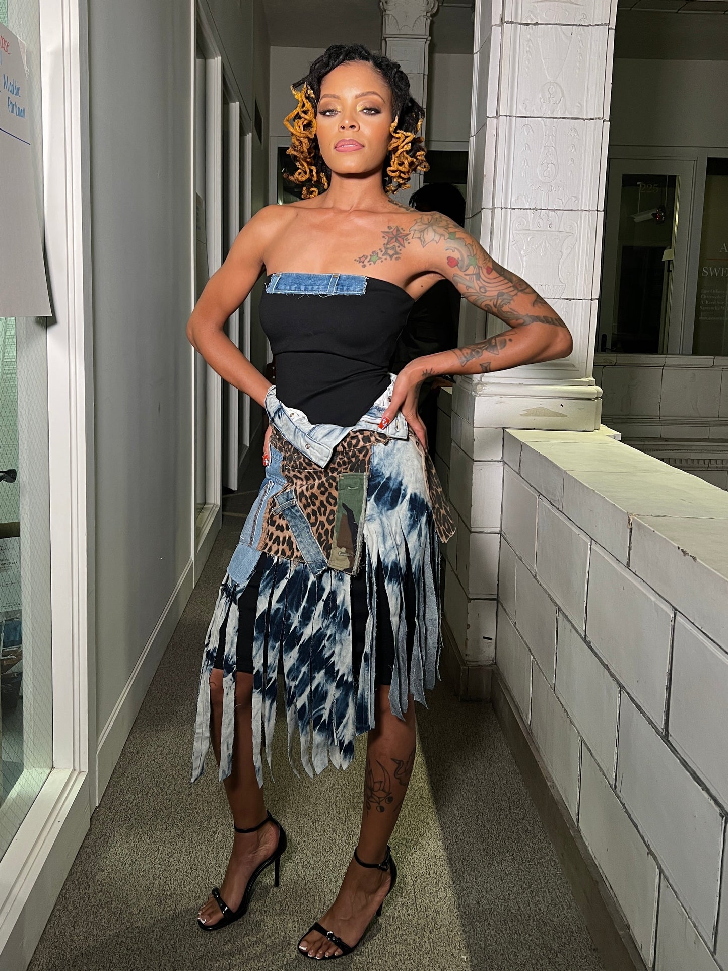 The Double Leopard & Denim Fringe Waistlet