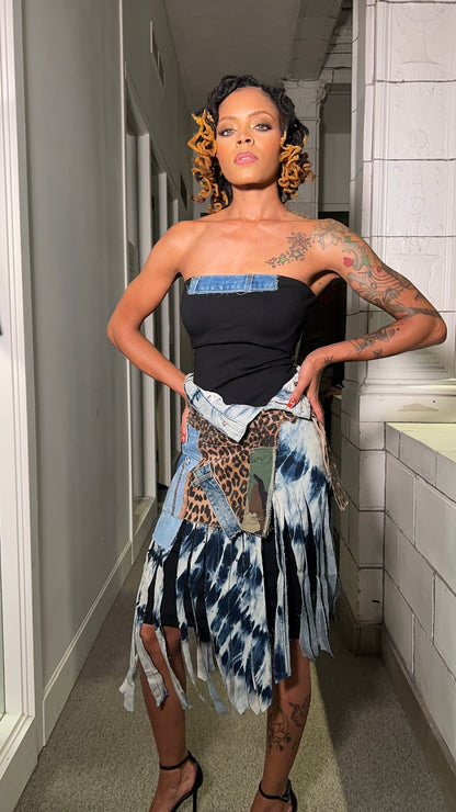 The Double Leopard & Denim Fringe Waistlet