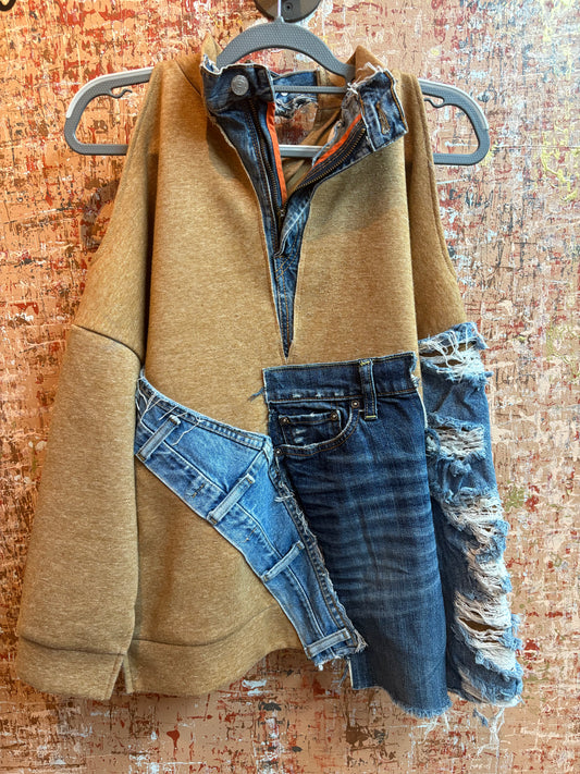 Distressed Denim Sweater