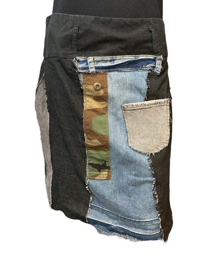 Denim Patchwork Skirt