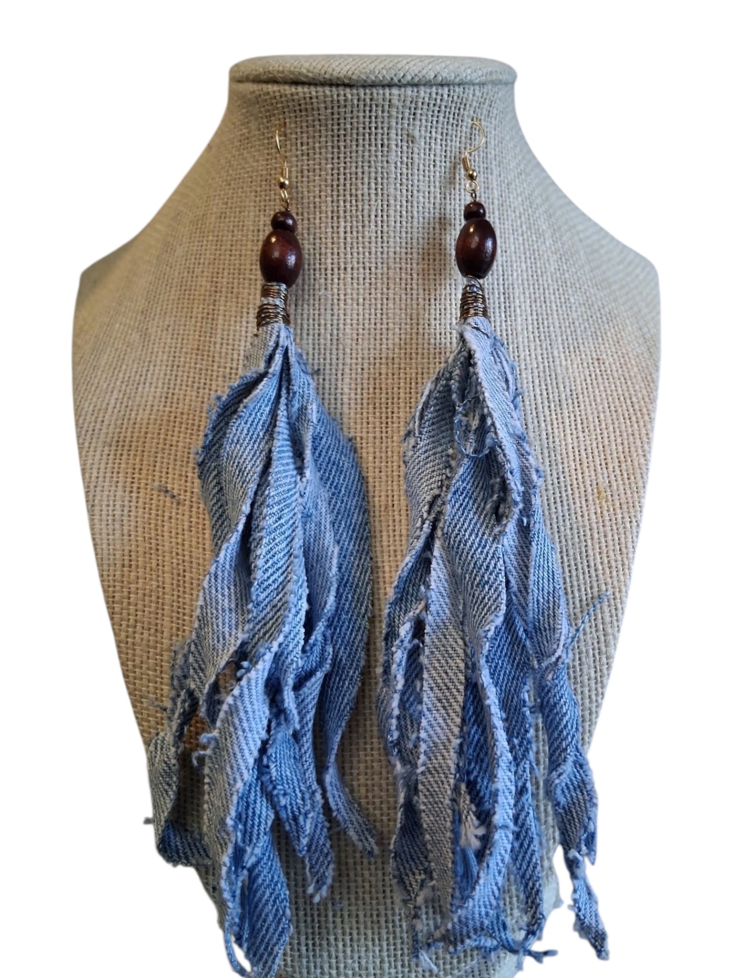 Denim Fringe Earings