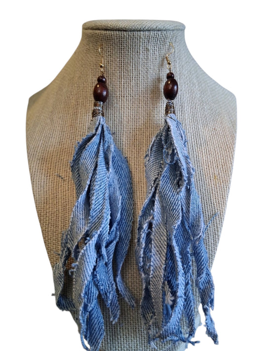 Denim Fringe Earings