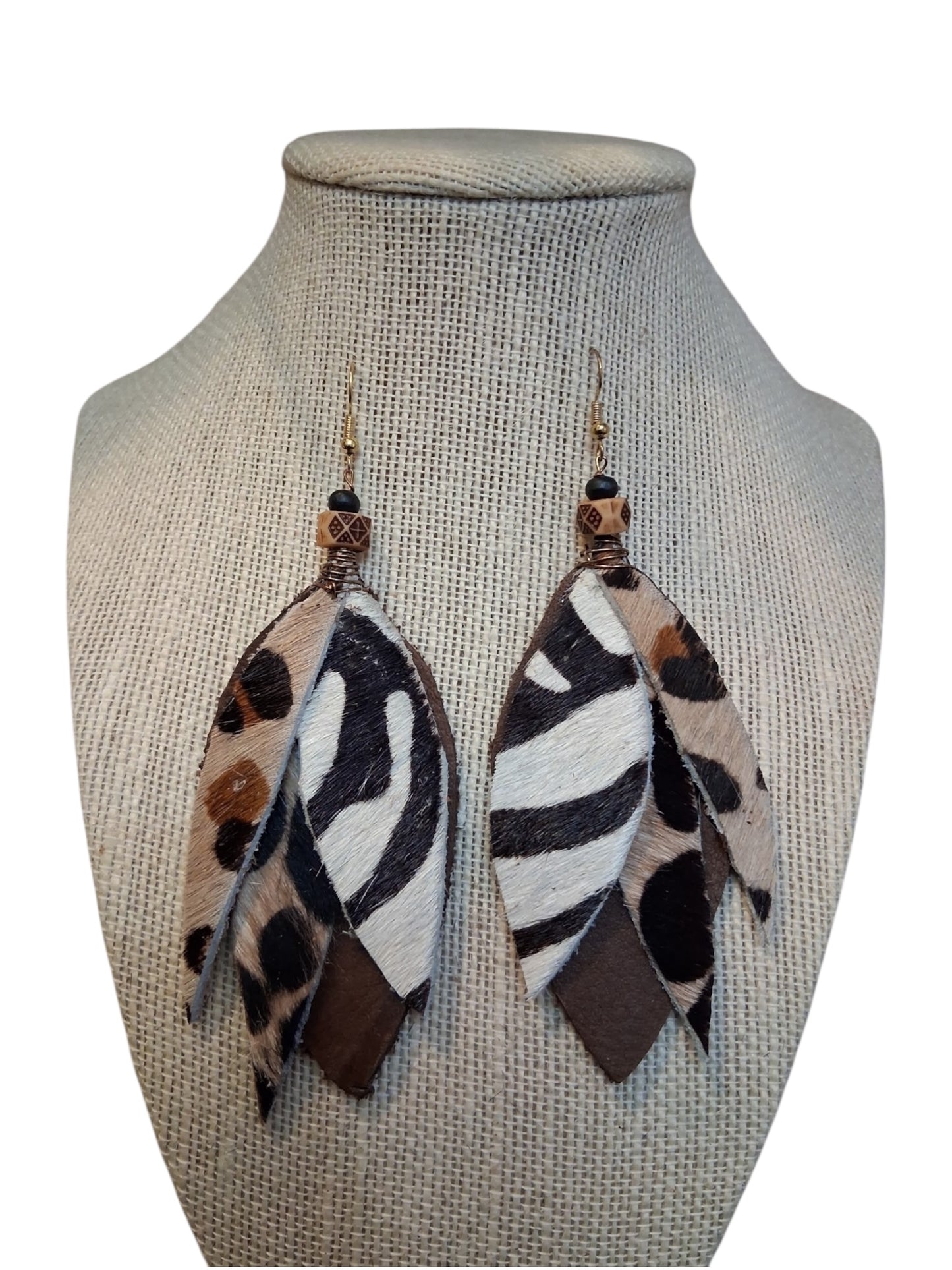 Multi. Animal Print Leather Earrings