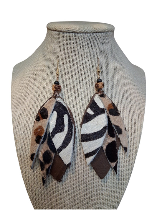 Multi. Animal Print Leather Earrings
