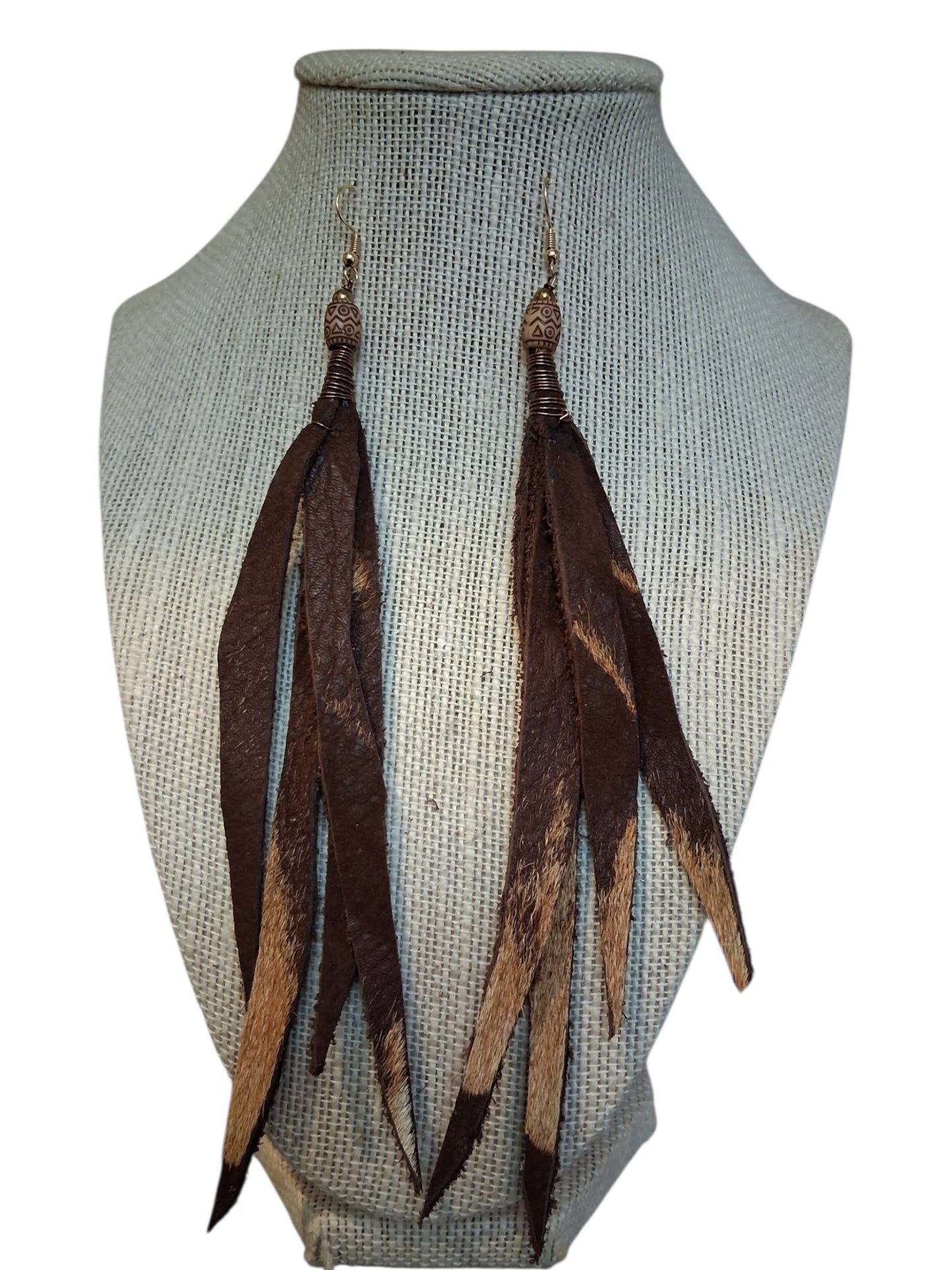 Chocolate Fringe Leather Earrings