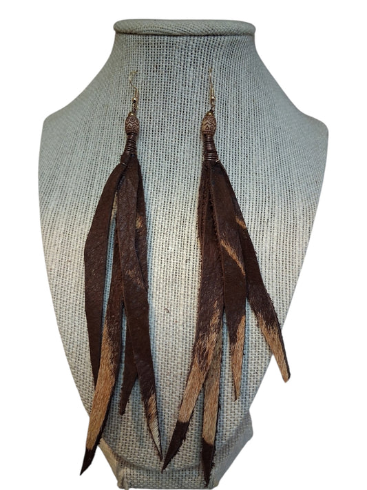 Chocolate Fringe Leather Earrings